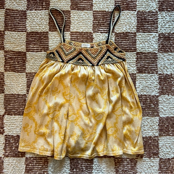 Dries Van Noten Tops - Dries Van Noten Gold Cream Olive Black Cream Pink Crochet Knit Babydoll Tank Top
